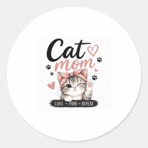 Autocollant rond classique pour maman de chat