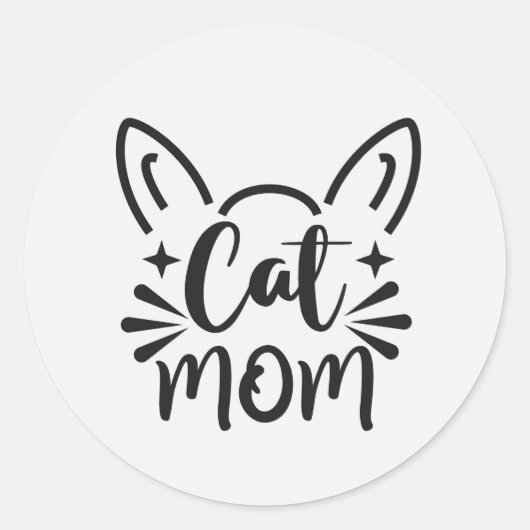 Autocollant rond classique pour maman de chat (Devant)