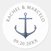 Autocollant rond classique pour Mariage d'Ancres n (Devant)