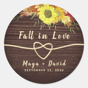 Autocollant rond classique pour mariage d'automne