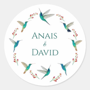 Autocollant rond classique pour mariage d'été avec