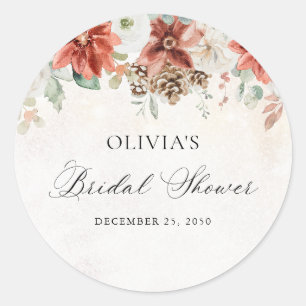 Autocollant Rond Classique pour Mariage d'Hiver