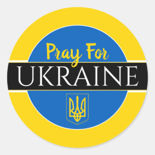 Autocollant rond classique "Priez pour l'Ukraine"