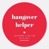 Autocollant rond classique Red Hangover Helper (Devant)