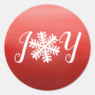 Autocollant rond classique Red Joy Snowflake
