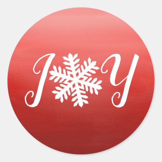 Autocollant rond classique Red Joy Snowflake (Devant)