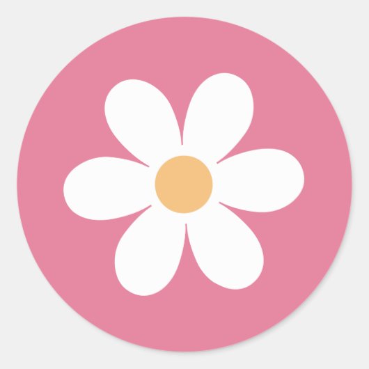 Autocollant rond classique Retro Daisy Rose (Devant)