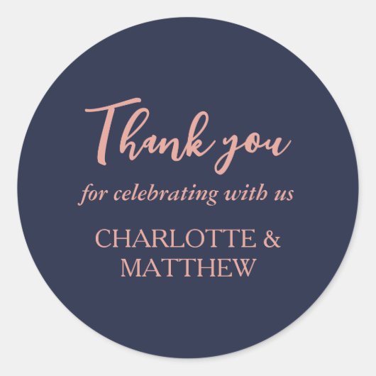 Autocollant rond classique Rose et Mariage or de m (Devant)