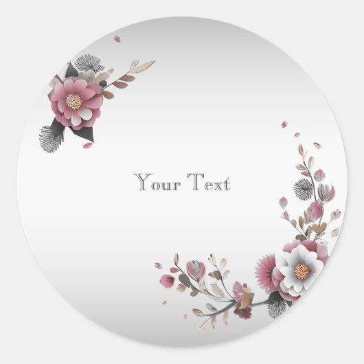 Autocollant rond classique rose rose (Devant)