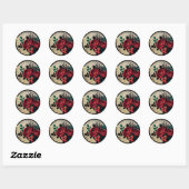 Autocollant rond classique Roses gothiques (Feuille)