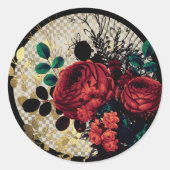 Autocollant rond classique Roses gothiques (Devant)