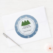 Autocollant Rond Classique Sapin de Noël et Flocon (Enveloppe)
