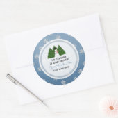 Autocollant Rond Classique Sapin de Noël et Flocon (Enveloppe)