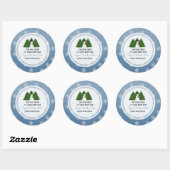 Autocollant Rond Classique Sapin de Noël et Flocon (Feuille)