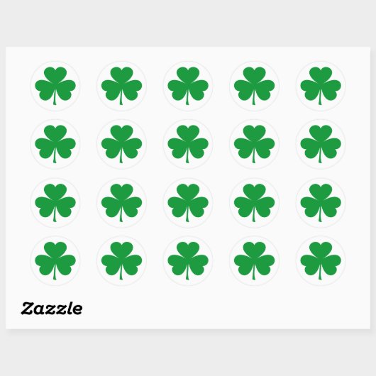 Autocollant rond classique Shamrock (Feuille)
