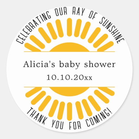 Autocollant rond classique soleil bohème personnal (Devant)