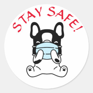 Autocollant rond classique STAY SAFE BULLDOG FRANÇ