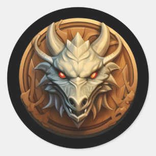 Autocollant rond classique tête de dragon