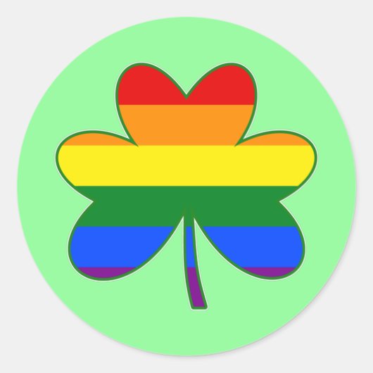 Autocollant rond classique trèfle couleur drapeau (Devant)