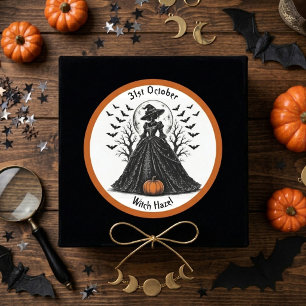 Autocollant rond classique vintage gothique sorciè