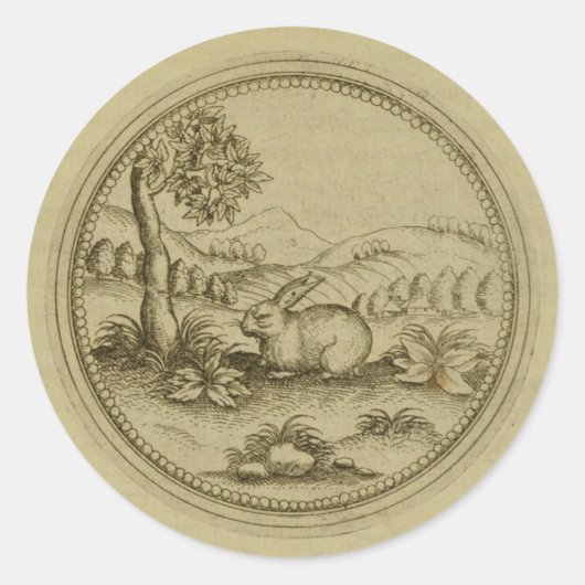 Autocollant rond classique Vintage Rabbit (Devant)