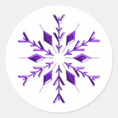 Autocollant rond classique violet de flocon de nei (Devant)