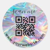 Autocollant rond code QR holographique et texte pe (Devant)