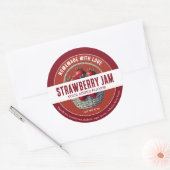 Autocollant Rond Confiture de Fraises Maison (Enveloppe)