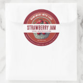 Autocollant Rond Confiture de Fraises Maison (Sac)