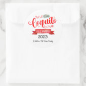 Autocollant rond Coquito Red banner Feliz Navidad (Sac)