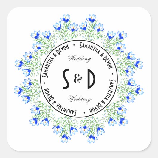 Autocollant rond Crocus bleu (Devant)