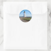 Autocollant rond CT Fayerweather Island Lighthouse (Sac)