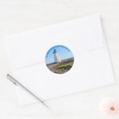 Autocollant rond CT Fayerweather Island Lighthouse (Enveloppe)