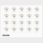 Autocollant rond d'anniversaire d'ange mignon (Feuille)