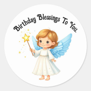Autocollant rond d'anniversaire d'ange mignon