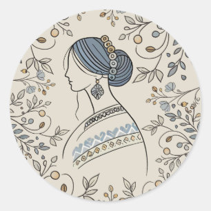 Autocollant rond d'art populaire ukrainien