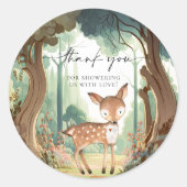 Autocollant Rond de Baby Shower Cerise Bois (Devant)