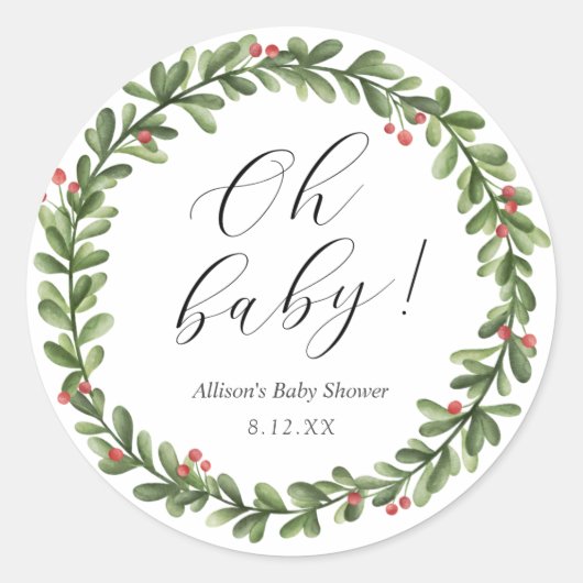 Autocollant rond de Baby Shower pour Feuillage de (Devant)