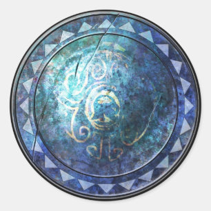 Autocollant rond de bouclier - emblème bleu de Su
