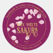 Autocollant Rond de Cire de Sakura Faite à la Main (Devant)