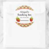 Autocollant rond de conserve fraise fruit (Sac)