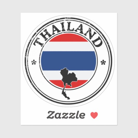 Autocollant Rond de Drapeau de Cachet de Thaïlande (Feuille)