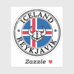 Autocollant Rond de Drapeau de Sceau d'Islande pou