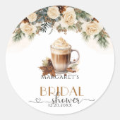 Autocollant rond de Fête des mariées de café Flora (Devant)