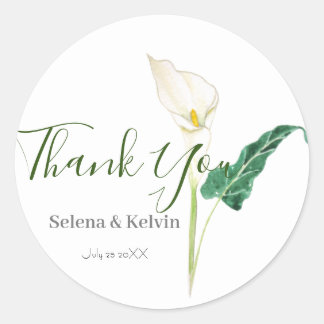 autocollant rond de fleur blanche calla