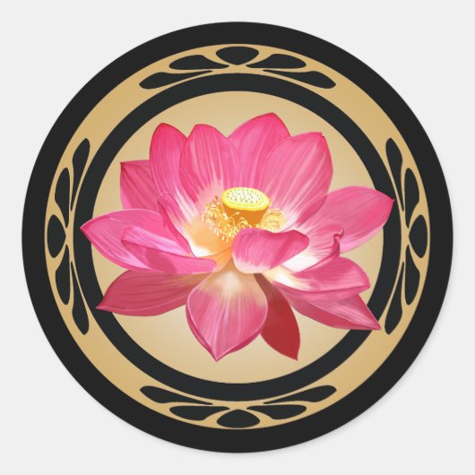 Autocollant rond de fleur de Lotus (Devant)
