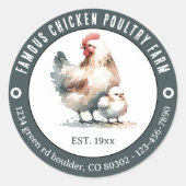 Autocollant rond de la ferme de poulet Paultry (Devant)