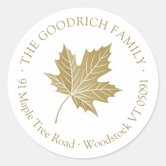 Autocollant rond de l'adresse en feuille d'érable  (Devant)