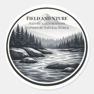 Autocollant rond de logo Field et Nature