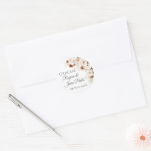 Autocollant rond de mariage bohème espagnol